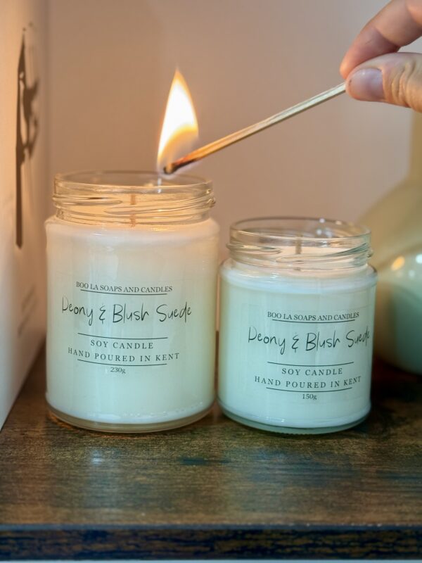 Peony & Blush Suede Soy Candle - Image 2