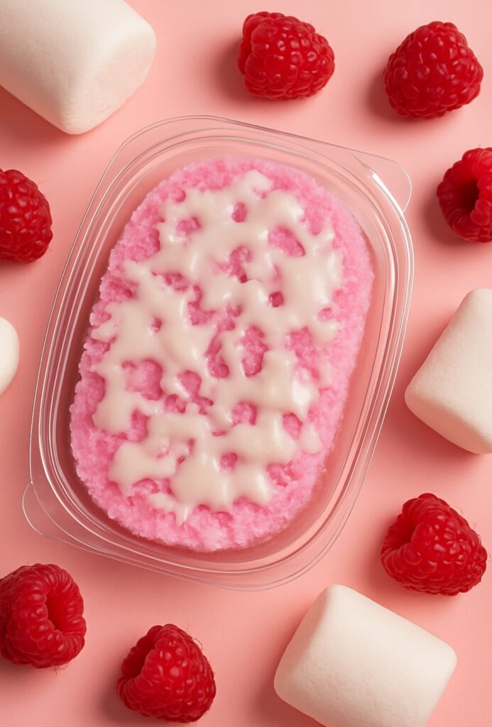 marshmallow and raspberry soap sponge