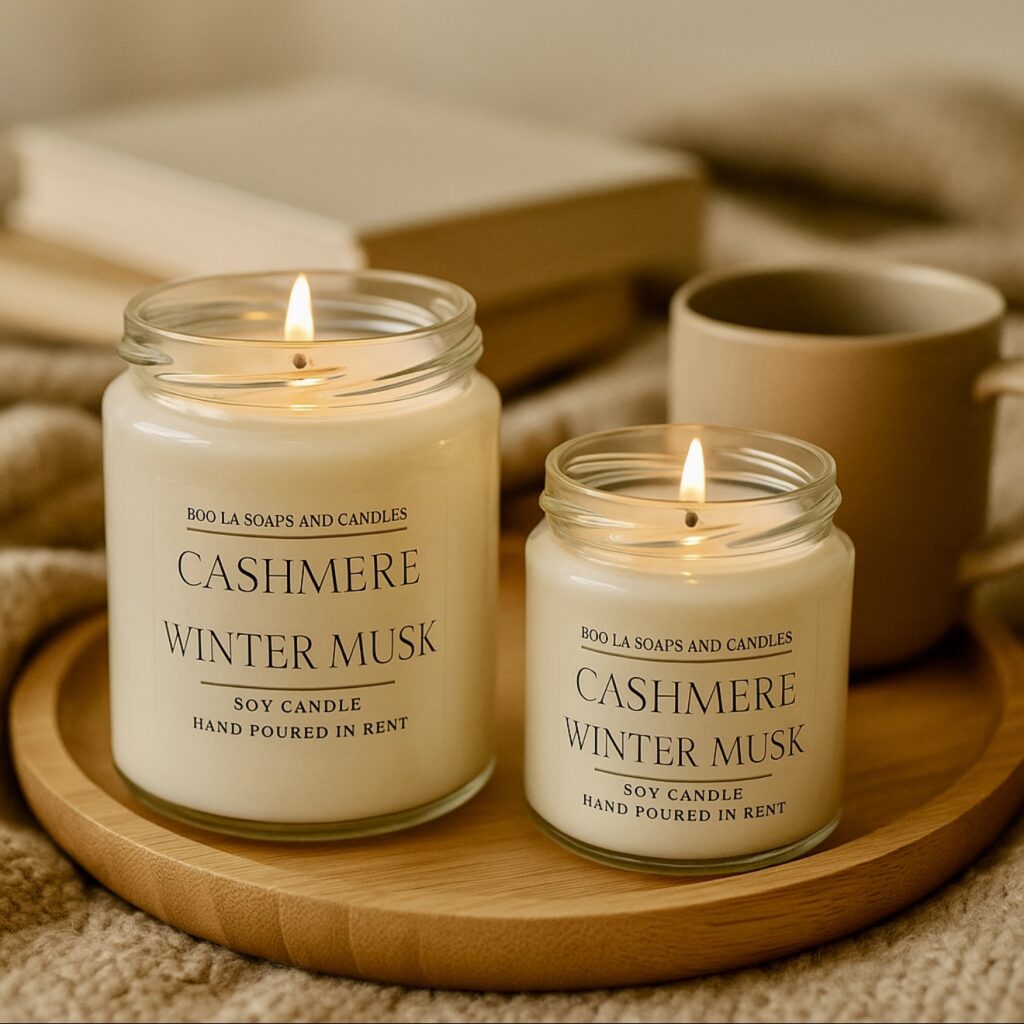 cashmere and winter musk soy candle